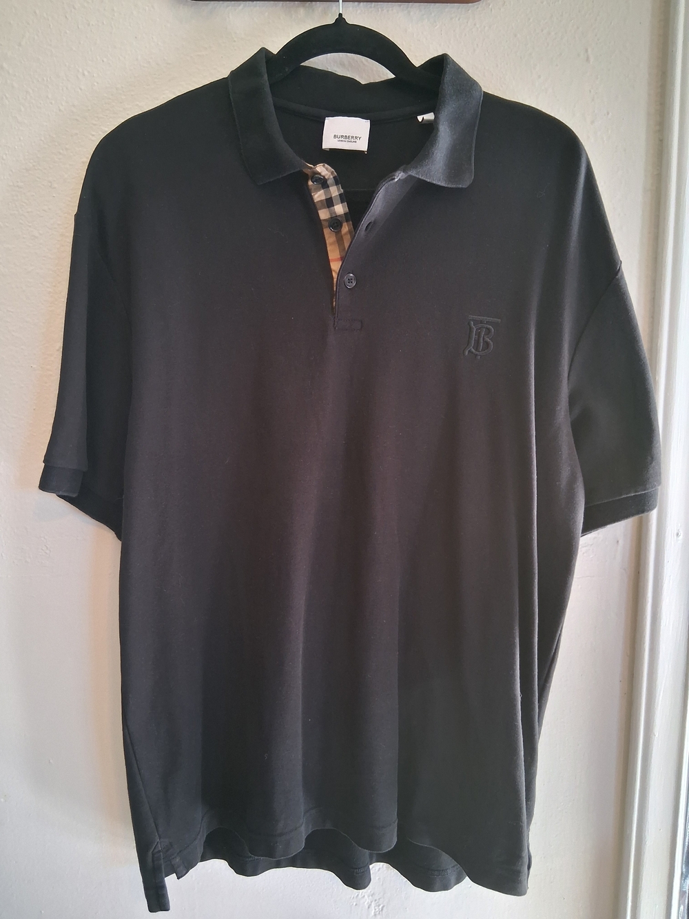 Burberry Black Polo Shirt with Signature Check Trim
